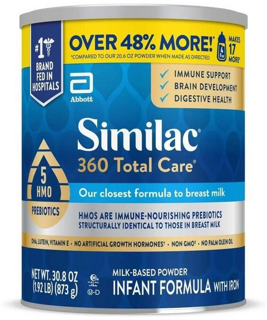 Similac 씨밀락 360 토탈 케어 유아 분유 + 프리바이오틱스 873g, 1개