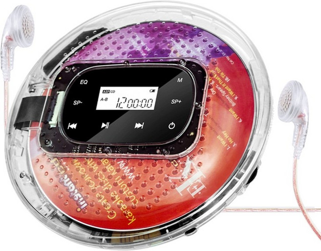 휴대용cd플레이어 휴대용시디플레이어 벽걸이 어학용 차량용 소형 미니 cdp 라디오 creative yr-q90 cd 플레이어 휴대용 헤드폰 하이파이 오디오 투명 터치 컨트롤, 하얀