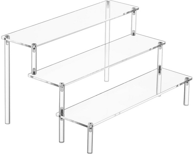 HENABLE 대형 향수 디스플레이 선반 투명 식품용 아크릴 라이저 스탠드 스탠드 정리함, 1PACK Large 11.6 IN