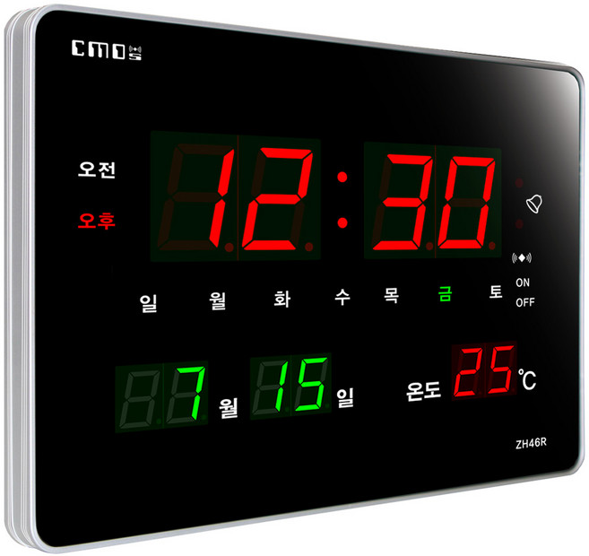 [CMOS] 디지털 벽시계 전자 시계 무소음 전파수신 밝기조절시계, ZH46R기본형