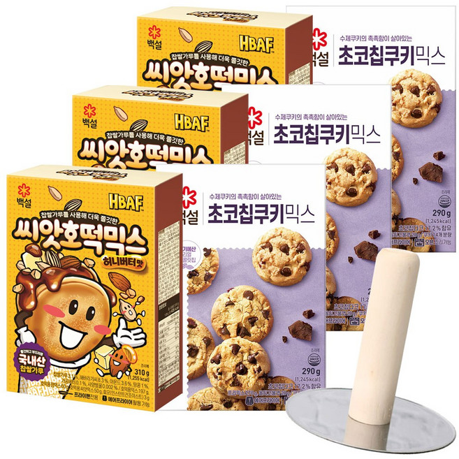 씨앗호떡믹스허니버터310g+초코칩쿠키믹스290g+(증정)누르개, 3세트, 600g