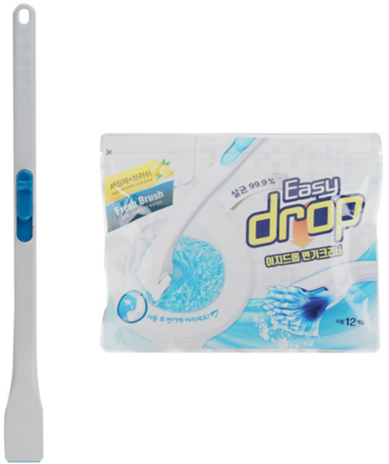 이지드롭 일회용 변기크리너 세트 핸들 + 리필브러쉬 12p + 전용 고리, 혼합 색상, 1세트