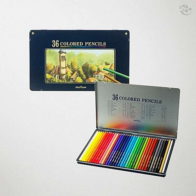 문화연필 넥스프로 고급 유성 색연필 36색 학습 미술용 색연필 세트 24개
