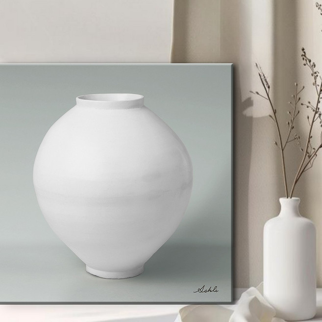 뮤라섹 다복달항아리 풍수 돈들어오는 액자 그림, 핑크