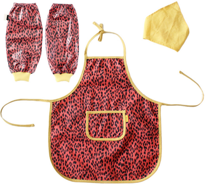 소아베 리틀 치타 유아동 방수 앞치마 + 두건 + 팔토시