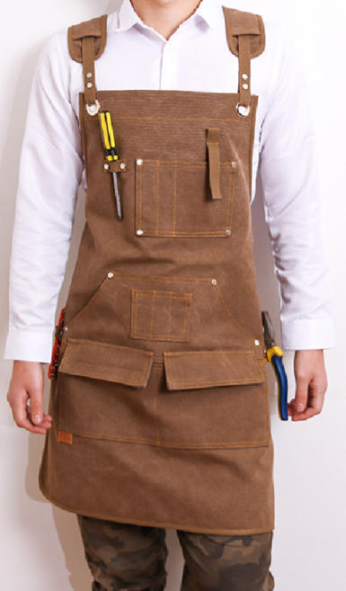 오가닉라이프 공업용 캔버스 앞치마 모음 목공 캠핑 작업용 공구 수납, 프리미엄 공방 앞치마 (카푸치노), 1개