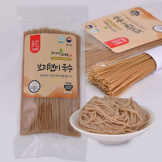 명품 참자연그대로 보리현미국수 특허받은제면기술 힐링국수 건강국수 100%국내산보리현미사용, 400g, 2개