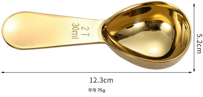 스텐 딥 드로우 분유 식사 작은 스푼 티스푼 15/30ml 로스팅 커피 계량 스푼, 대형(30Ml) 금색, 하나