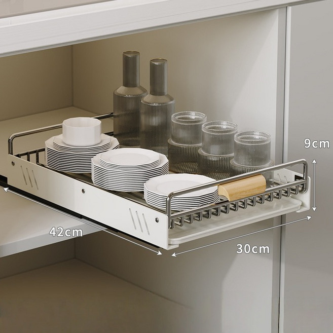 Arsjuo 주방 슬라이딩 선반 그릇 접시 정리대 물빠짐 식기 건조대, 다용도정리대, 1개