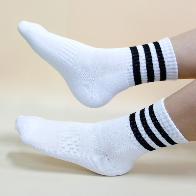 쿠션 두꺼운 양말 5켤레세트 삼선 이중바닥 스포츠양말 파일 러닝 헬스