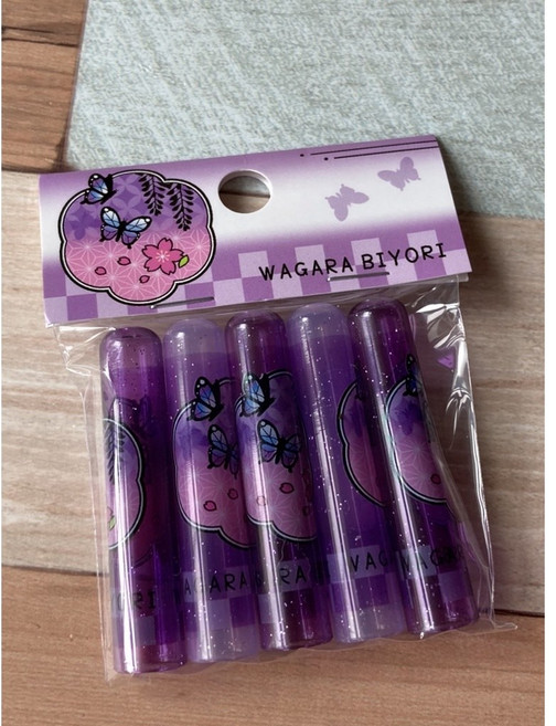 WAGARA BIYORI 和風鉛筆增長器 輔助器, 1個, 2.筆蓋-紫1, 紫, 筆蓋