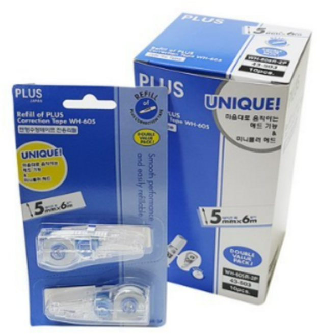 플러스 PLUS 605 화이트 수정테이프리필 20개입, 1세트