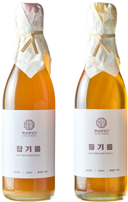 햇살방앗간 저온압착 참기름+들기름, 2개, 350ml