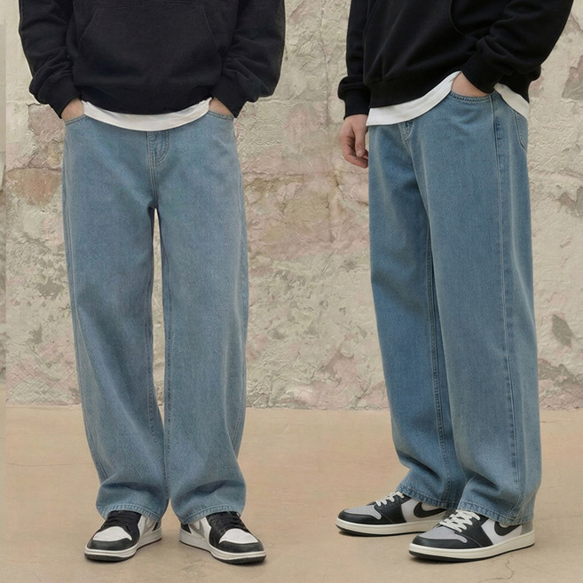 남성 와이드 데님 청바지 팬츠