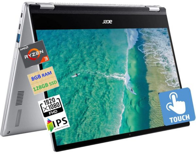 Acer 2023 Spin 514 2-in-1 컨버터블 크롬북 AMD Ryzen 3 3250C (최대 3.5GHz) 14인치 FHD IPS 터치스크린 8GB RAM 12