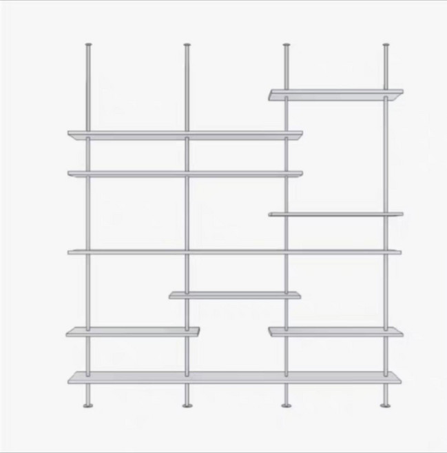 무타공 천장 고정 책장 시스템 선반 벽면 수납 파티션, 1단, 단층 선반 240x25x280cm