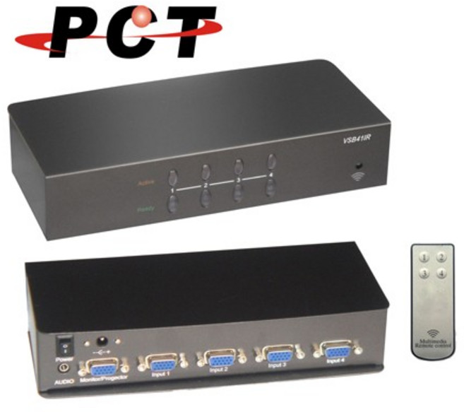 PCT 4進1出 VGA訊號切換器 附遙控器, 1個