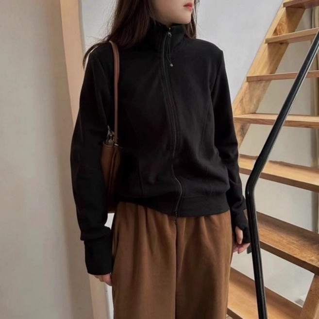 COSYEVNO 여성 맨투맨 겨울 패션 캐주얼 루즈핏 집업 스타일 데일리 기모 긴팔 상의 BCXnswywt-4