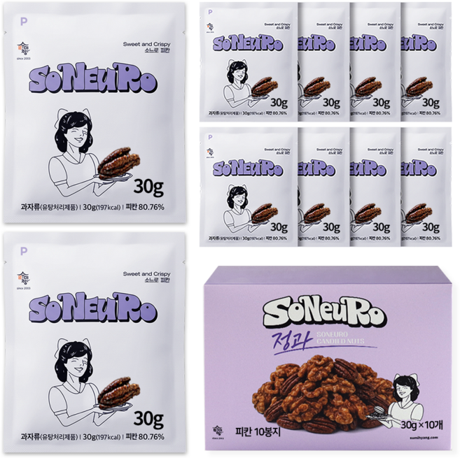 수미향 소느로 바삭달콤 명품견과 피칸정과 답례품, 10개, 30g