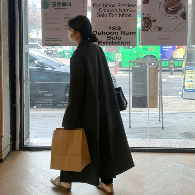 맥시 롱 코트 여성용 모직 겨울 슈퍼 발목까지 두꺼운 솔리드 컬러 무릎 위