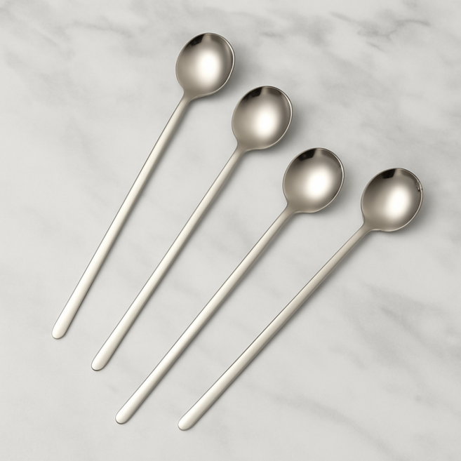 다용도 고급스러운 스테인리스 긴손잡이 티스푼 4p 세트, 17cm, 4개