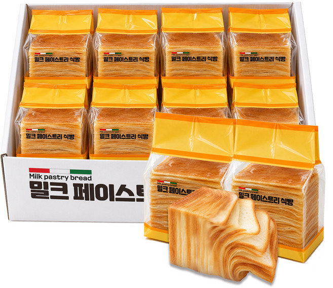 겹겹이 뜯어지는 밀크 페이스트리 식빵 80gx8p (우유함유량10.08%), 8개, 80g