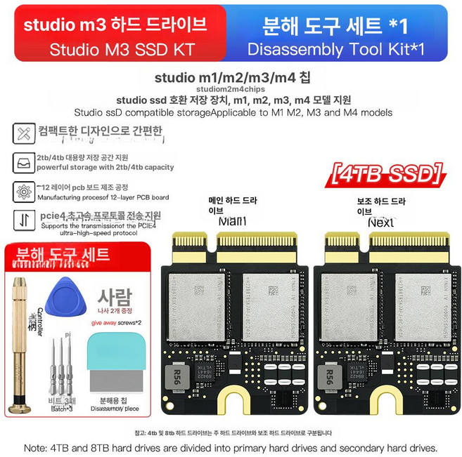 M4 맥미니 확장형 모니터 거치대 베사마운트 데스크탑, 맥스튜디오 M3Max SSD 4T, 1TB