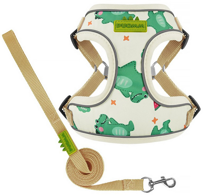 랜보어 반려동물 디노 하네스 세트, 베이지, 1세트