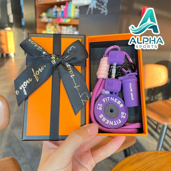 알파 스포츠피트니스 덤벨키체인 악세서리키링, 보라색더블로프덤벨, 1개