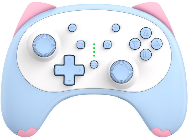 이이네 미니 카툰 고양이 무선 컨트롤러 스위치와 호환 게임 컨트롤러, 1개, 블루