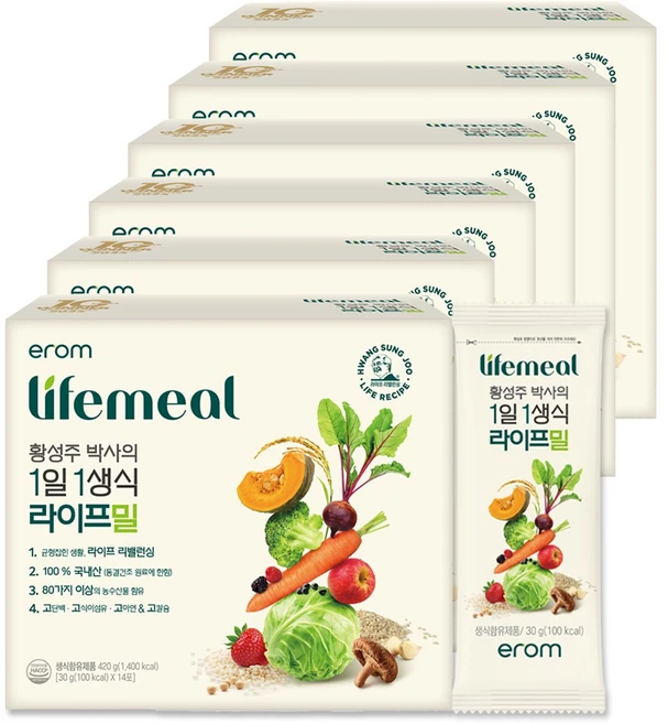 이롬 황성주 박사의 1일1생식 라이프밀, 420g, 6개 - 쿠팡