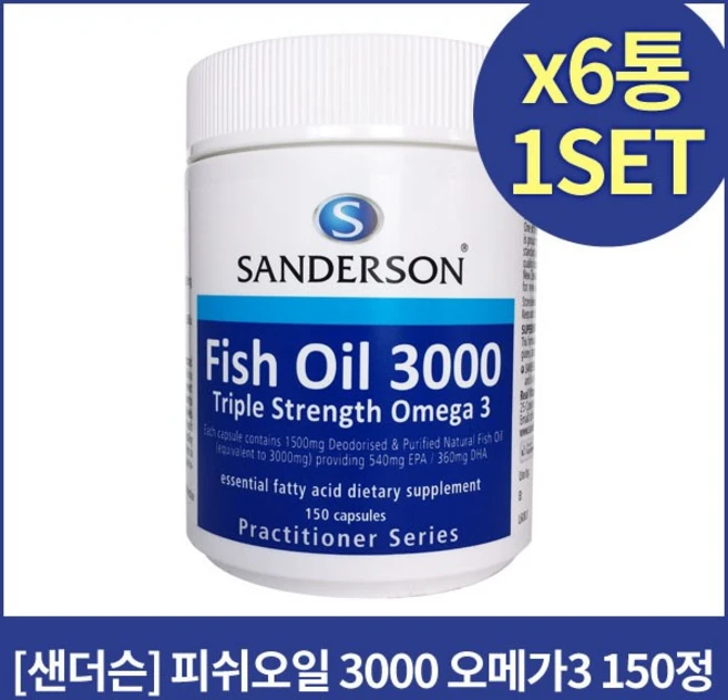 샌더슨 피쉬오일 3000 540EPA/360DHA 150정X6개, 6개, 150정 - 쿠팡