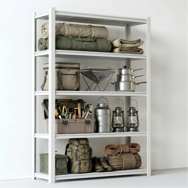 솔리드랙 풀스틸 철제 선반 무볼트 조립식 앵글, 5단, 화이트