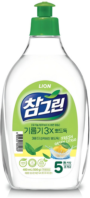 참그린 레몬 녹차 뽀드득 어드밴스 주방세제, 1개, 500g