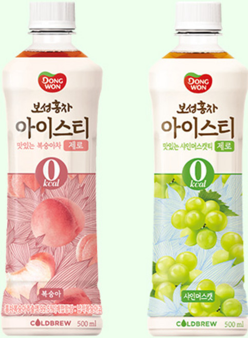동원 보성홍차 아이스티 제로 500mL 복숭아 12개 + 샤인머스캣 12개 (총24개), 1개