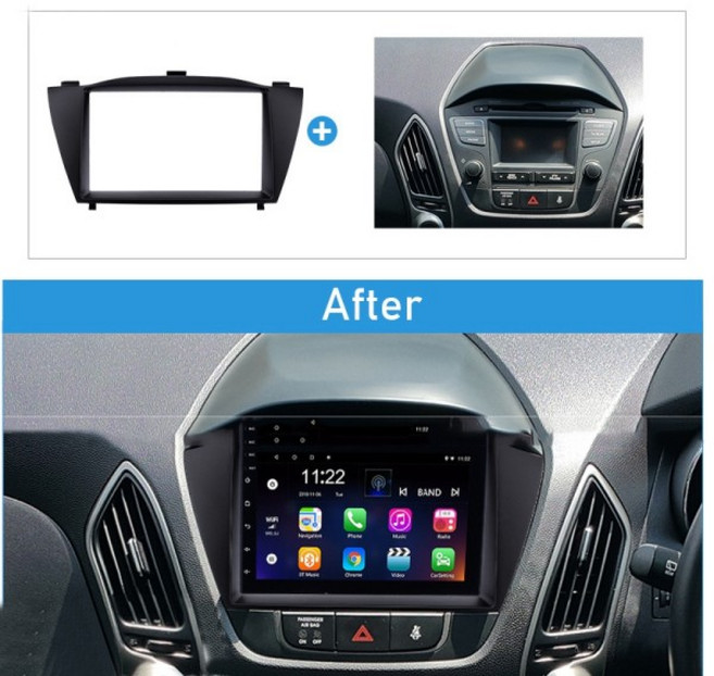 Double Din Car Radio Fascia Trim Kit 현대 호환 투손 IX35 2010 + 178X102mm 용 프레임 DVD 패널 스테레, 01 Black