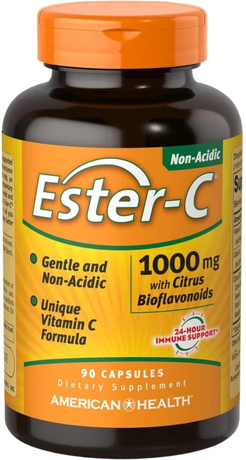 American Health Ester-C 아메리칸 헬스 에스터 씨 시트러스 바이오플라보노이드 함유 1000mg 90캡슐 2팩, 2개, 90정 - 쿠팡