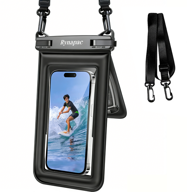 리나 이중포켓 핸드폰 방수팩 IPX8 완전방수 워터파크 폰 카드 분리수납, 블랙, 1개