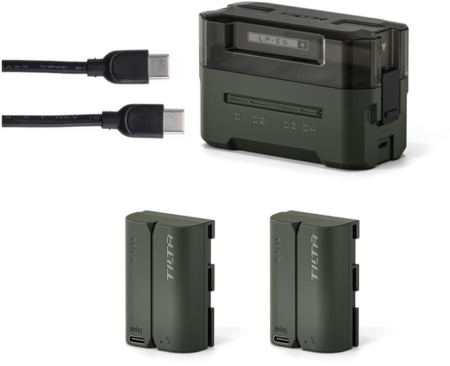 틸타 캐논 LP-E6 전용 배터리 4채널 호환 충전기 C타입 2배터리팩 키트 TBC-E6P-A-GN, 1개