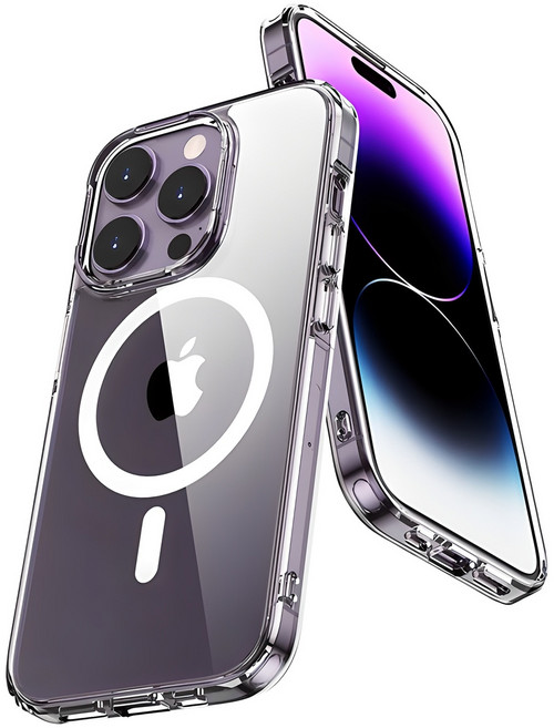 쁘띠마켓 초강력 자력 변색없는 맥세이프 마그네틱 아이폰 갤럭시 투명 케이스