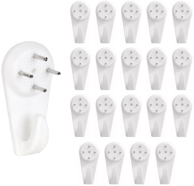 이지유 벽고정핀 벽지 붙이는 고리 벽지핀 액자 시계 걸이 타공 핀후크 벽걸이, 20개, 화이트