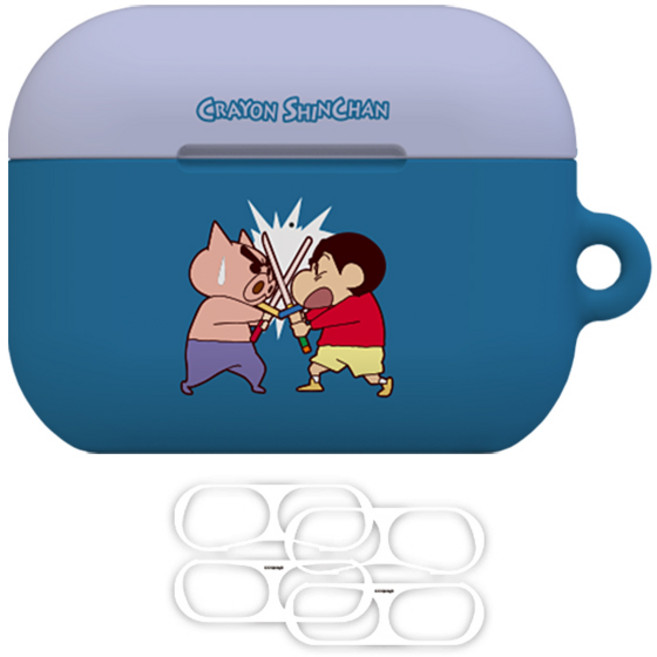 짱구 액션투톤 에어팟 하드 케이스+철가루방지스티커 에어팟, 부리부리 액션 투톤, 에어팟프로2세대