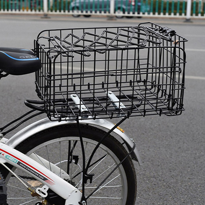 디빅 덮개있는 짐받이용 접이식 자전거 뒷 바구니 장바구니, 블랙(BS-3)