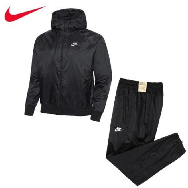 나이키 츄리닝세트 나이키 윈드러너세트 스포츠웨어 윈드러너 DA0002-010SET 블랙 국내AS