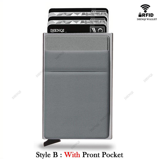 Rfid 스마트 지갑 카드 소지자 금속 얇은 슬림 남성 팝업 미니멀리스트 Vallet, 05 Grey B, 1개