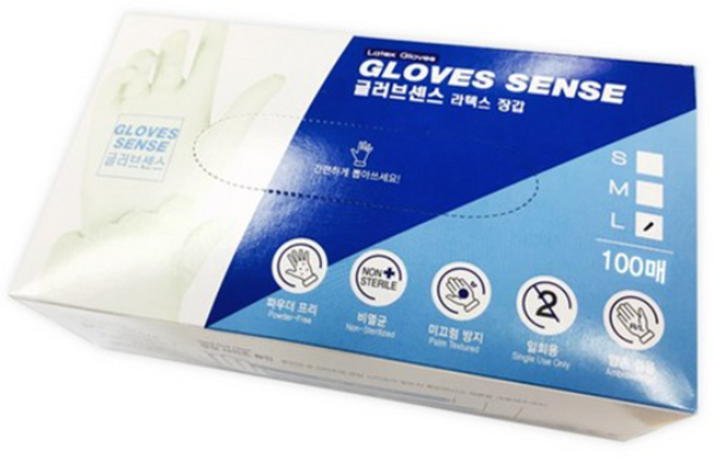 글러브센스 라텍스 장갑 L, 화이트, 1개