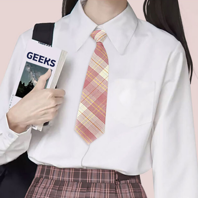 교복 체크 자동 넥타이 블루 컬러 학생용 졸업식 학예회 스쿨룩