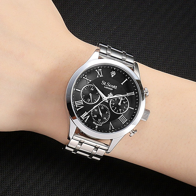 밴드1종추가증정 세인트스코트 ST7501M 헤스티아 다이아몬드 남성 메탈시계+선물포장+감별서증정