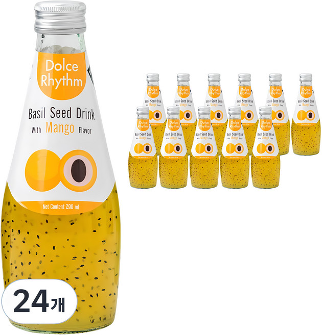 돌체리듬 바질씨드 드링크 망고맛, 290ml, 24개