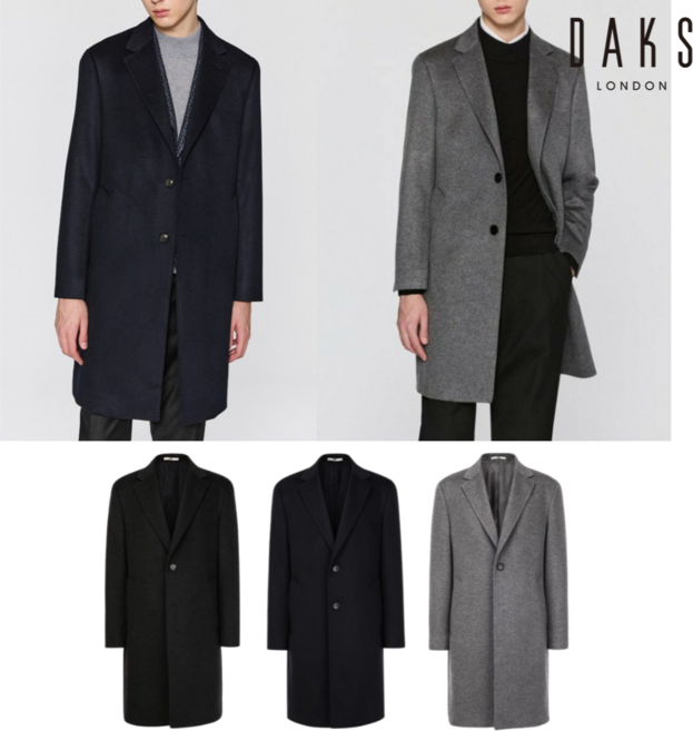 국내A/S가능 닥스 캐시미어100 코트 남성용 싱글 버튼 깔끔 고급 체스터 롱 코트